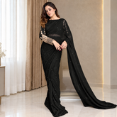 Black Moon Light Silk Saree (Ready to Wear)