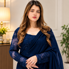 Blue organza Sapphire Signature organza Saree (Ready to Wear)