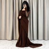 Choclate Brown Majestic Saree Chiffon Saree (Ready to Wear)