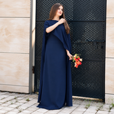 Blue Chiffon Cap Shawl Maxi Style (Ready to Wear)