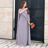 Silver Chiffon Cap Shawl Maxi Style (Ready to Wear)