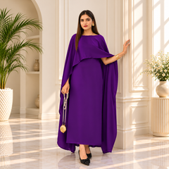 Purpel Silk Cap Shawl Maxi Style (Ready to Wear)