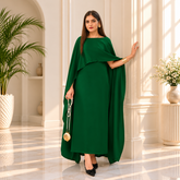 Green Silk Cap Shawl Maxi Style (Ready to Wear)