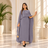 Gray Silk Cap Shawl Maxi Style (Ready to Wear)