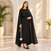 Black Silk Cap Shawl Maxi Style (Ready to Wear)