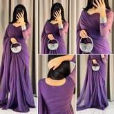 Lavender Majestic Saree Chiffon Saree (Ready to Wear)