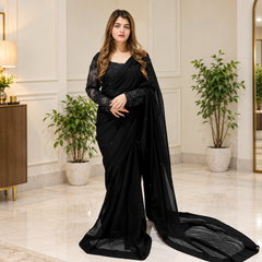 Black organza Sapphire Signature Saree (Ready to Wear)