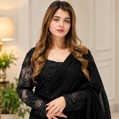 Black organza Sapphire Signature Saree (Ready to Wear)