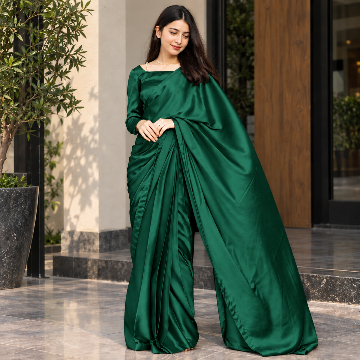 Green Amethyst Silk Saree (Ready to Wear)