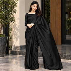 Black Amethyst Silk Saree (Ready to Wear)