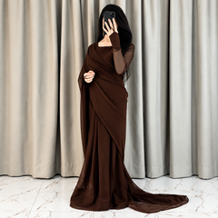 Choclate Brown Majestic Saree Chiffon Saree (Ready to Wear)