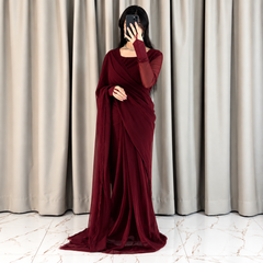 Maroon Majestic Saree Chiffon Saree (Ready to Wear)