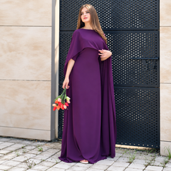 Purpel Chiffon Cap Shawl Maxi Style (Ready to Wear)