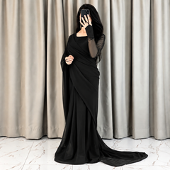 Black Majestic Saree Chiffon Saree (Ready to Wear)